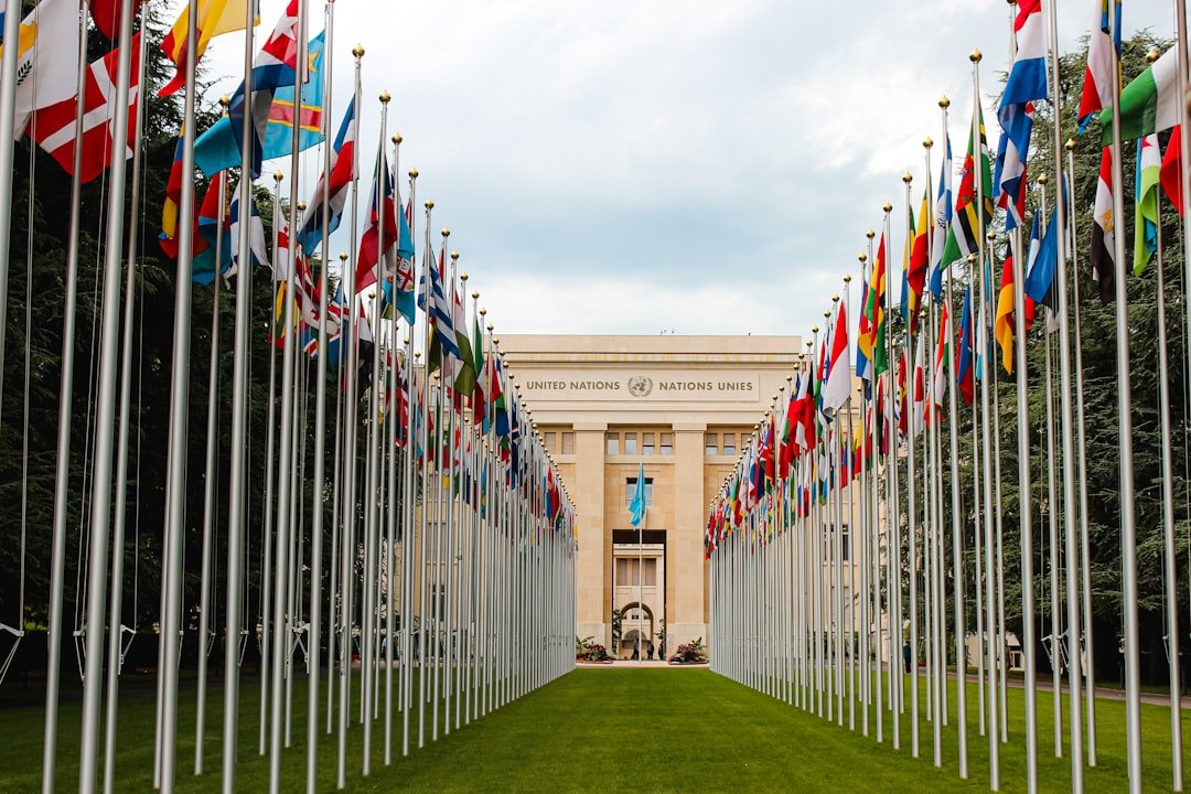 United Nations building and flags in Geneva. Photo: Mathias Reding/Unsplash