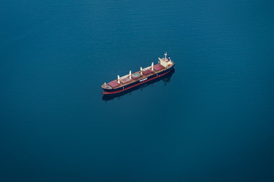 A commercial ship at sea