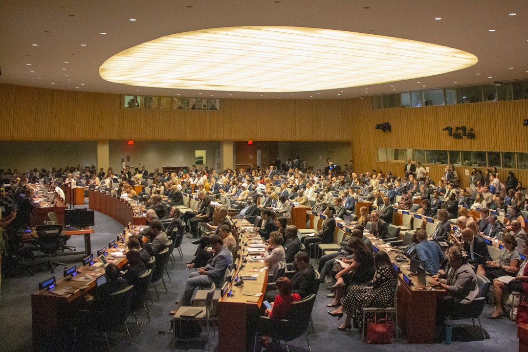Delegates meeting at the United Nations