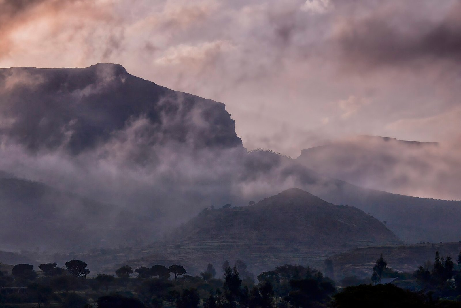 Mountain landscape in Ethiopia’s Tigray region under cloud