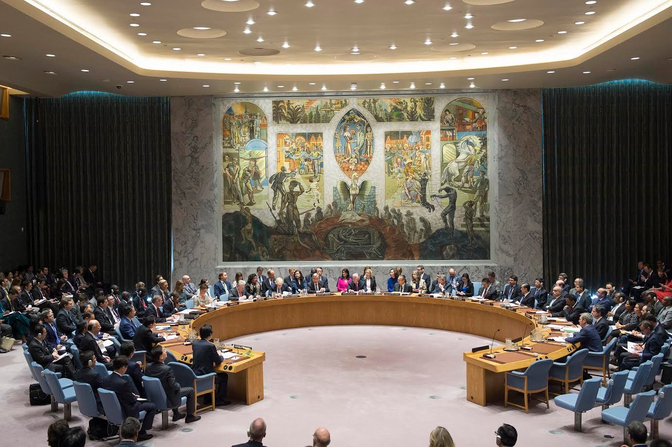 The UN Security Council chamber in New York during a meeting